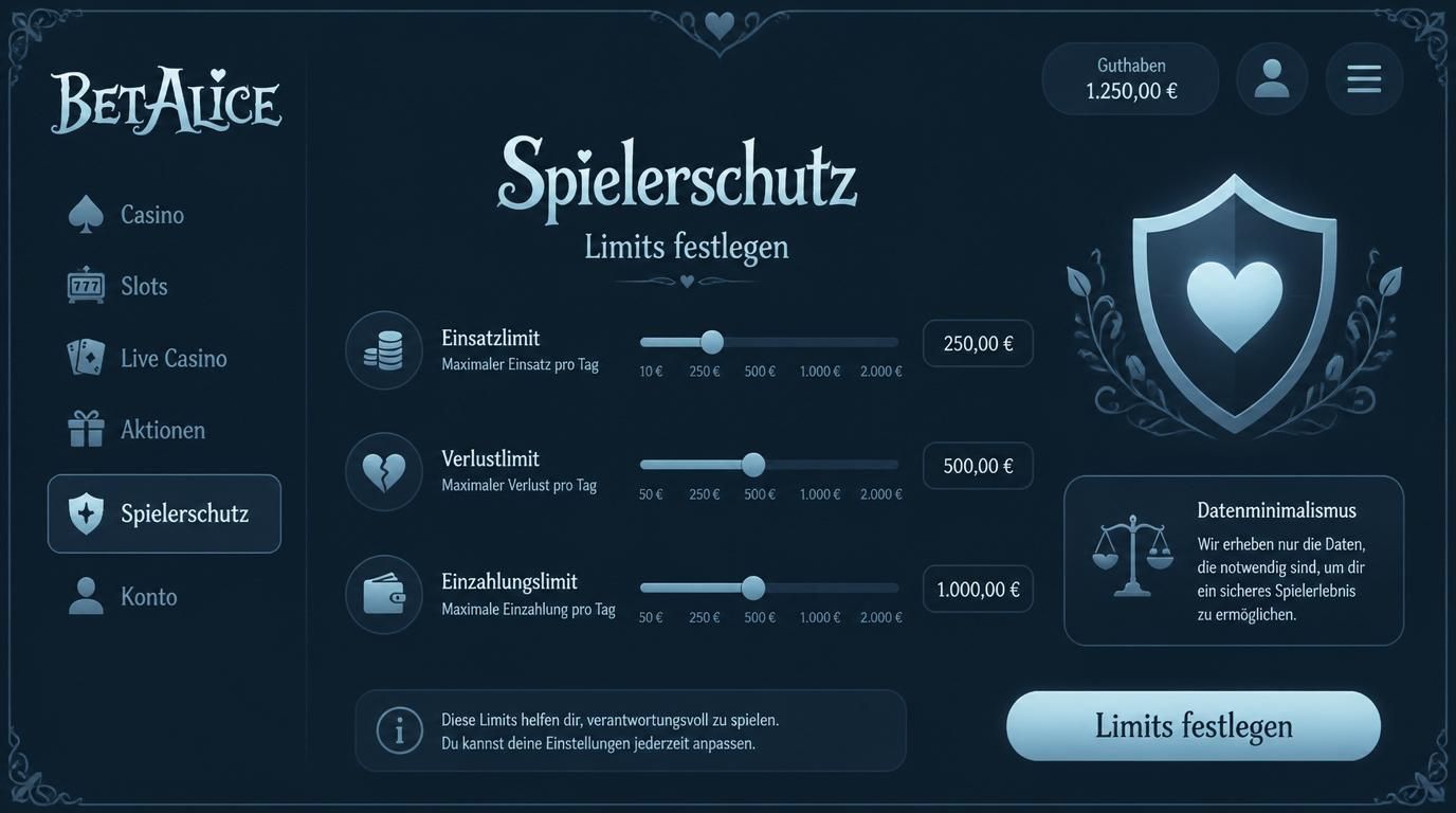 Interface zur Einstellung von Limits mit Schutzsymbolen.